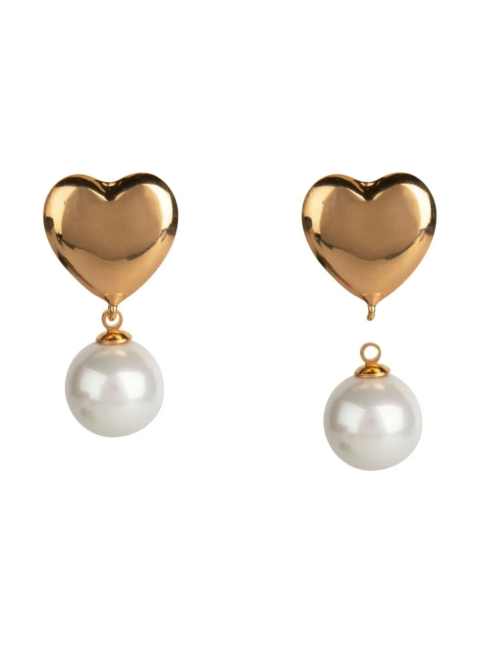 Gold Heart Drop Pearl Earrings - Elegant Women’s Jewelry